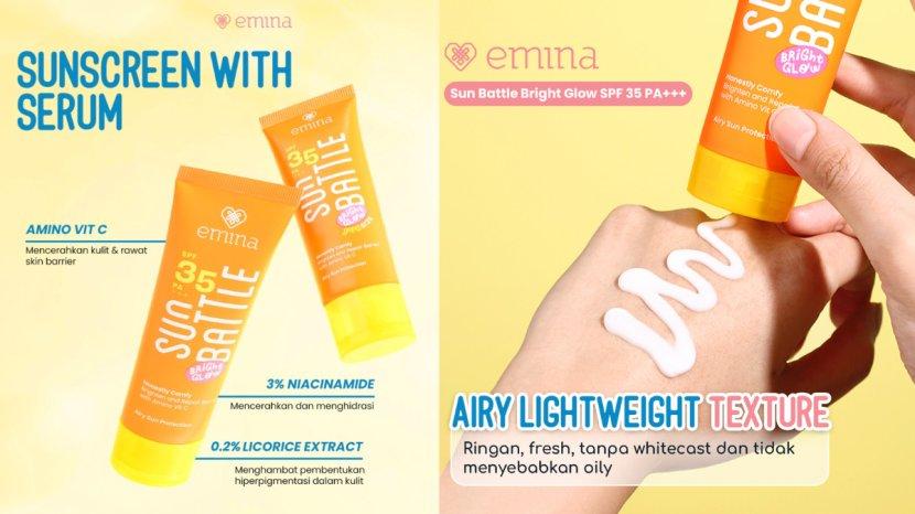 Review emina Sun Battle Bright Glow SPF 35 PA+++, Tabir Surya dengan Kandungan Vitamin C