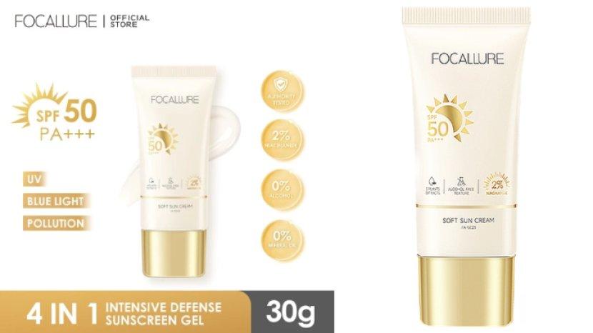 Review FOCALLURE Sunscreen Gel SPF 50 PA+++, Mengandung Niacinamide untuk Cerahkan Wajah