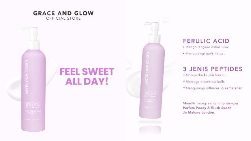 Review GRACE AND GLOW Peony Blush Anti Blemish Hand Body Lotion, Solusi Badan Wangi dan Lembap