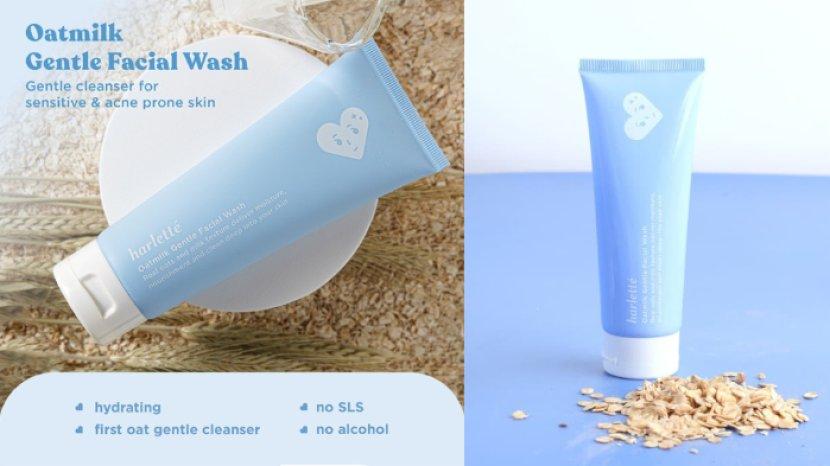 Review harlette Oatmilk Gentle Facial Wash, Pembersih Muka Ekstra Oatmeal untuk Kulit Iritasi