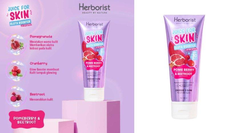 Review Herborist Juice For Skin Gluta Booster Lotion Serum SPF 30 PA+++ Pome Berry & Beetroot