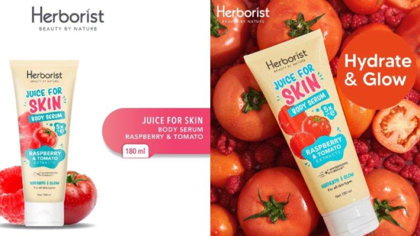 Review Herborist Juice For Skin Body Serum Raspberry Tomato, Kemasan Ringkas, Kulit Cerah Instan