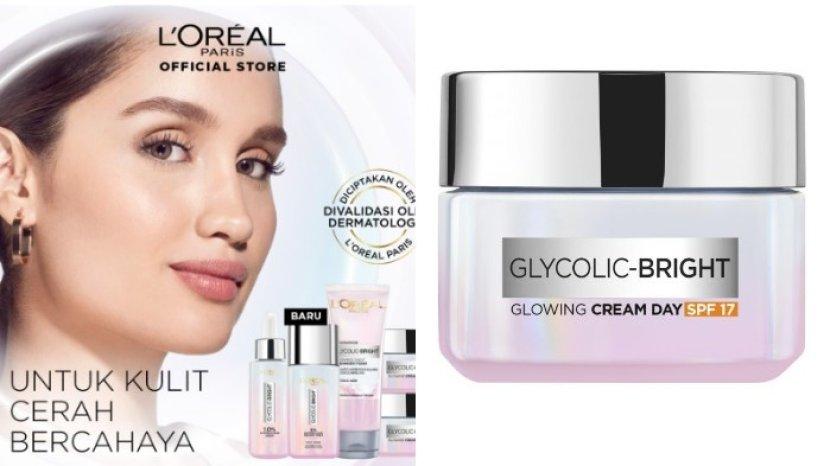 Review LOREAL PARIS Glycolic Bright Glowing Cream Day SPF 17, Kulit Sensitif Cerah dan Bercahaya