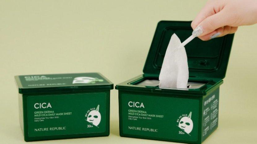 Review NATURE REPUBLIC Green Derma Mild Cica Daily Mask Sheet, Kemasannya Unik Seperti Tisu