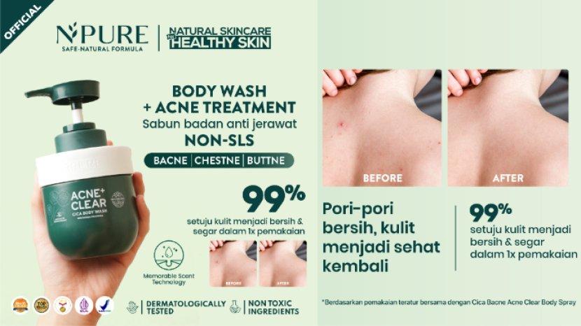 Review NPURE Acne + Clear Cica Body Wash, Sabun Mandi untuk Menghilangkan Jerawat Punggung