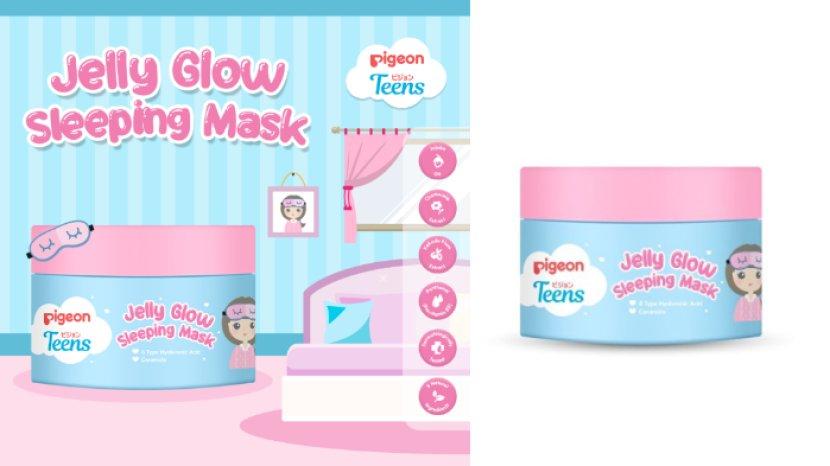 Review pigeon Teens Jelly Glow Sleeping Mask, Ampuh Nutrisi Kulit Wajah Remaja saat Malam Hari