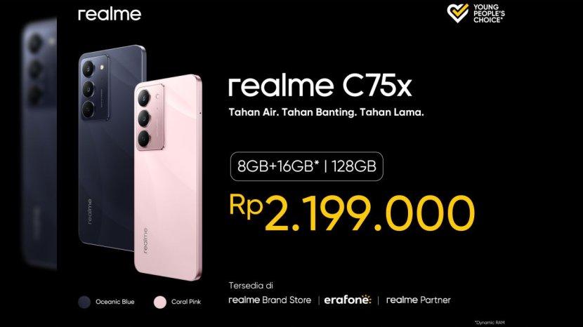 Resmi Dibanderol Rp 2 Jutaan, realme C75x Diklaim Tahan Air Es, Teh, Kopi, hingga Kuah Soto
