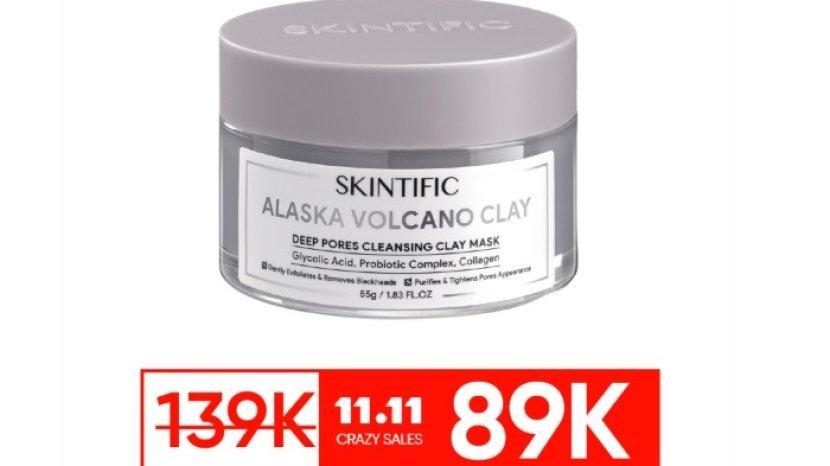 SKINTIFIC Alaska Volcano Clay Mask Deep Pores Cleansing Mud Mask, Harbolnas 11.11 Harga Under 100K