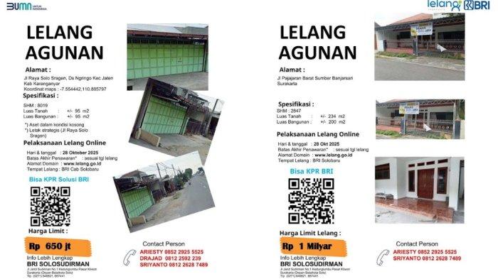 BISA DI KPR! BRI Solo Sudirman Ramaikan Lelang Serentak Terbesar di Solo Raya, Harga Aset Kompetitif