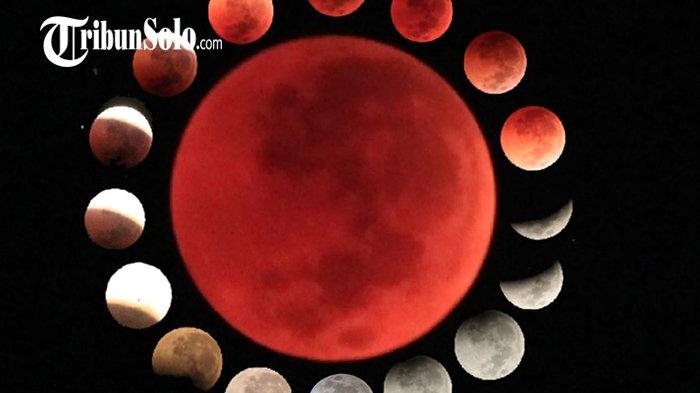 Fase gerhana bulan total pada tahun 2018 lalu. Di mana hari ini Selasa (3/3/2026) akan terjadi gerhana bulan total di antaranya bisa dilihat di Kota Solo dan sekitarnya.