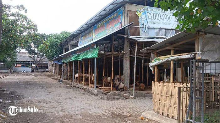 DIKELUHKAN WARGA - Kondisi Pasar Hewan Mojo atau Silir, Kecamatan Pasar Kliwon, Solo, Minggu (7/12/2025). Warga di sekitar pasar hewan tersebut mengeluh dengan limbah yang mencemari lingkungan mereka.