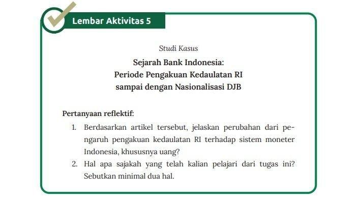 Kunci Jawaban Mata Pelajaran Sejarah Kelas 10 Halaman 40 Kurikulum Merdeka: Sejarah Bank Indonesia