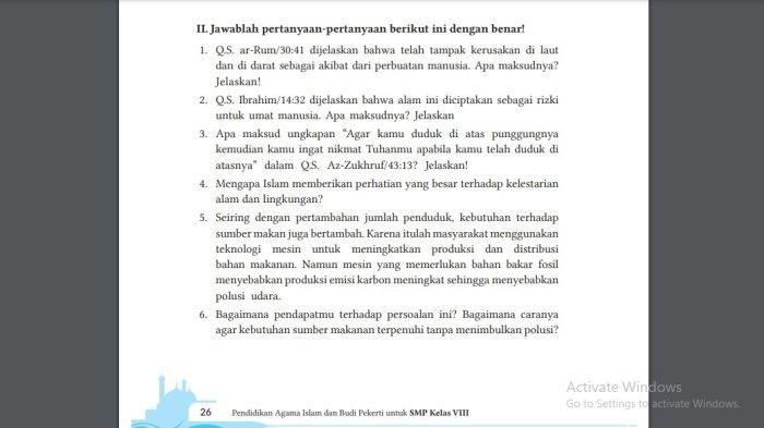 Kunci Jawaban PAI Kelas 8 Halaman 26 Kurikulum Merdeka: Menjelaskan Surat Pendek