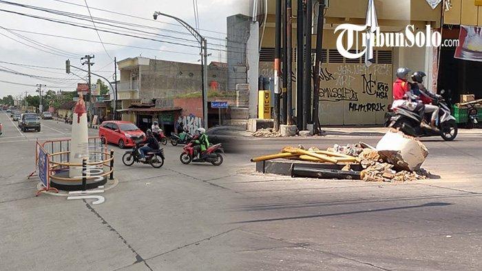 KONDISI Tugu Lilin Pajang Solo Tertabrak Truk Pengangkut Ayam : Sisa Puing-puing, Tak Ganggu Lalin