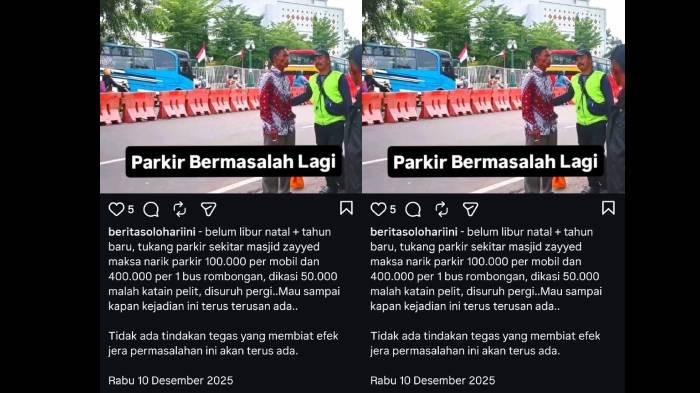 VIRAL. Postingan soal tarif ngepruk di Masjid Raya Sheikh Zayed pada Kamis (11/12/2025). Ternyata postingan ini hoaks.