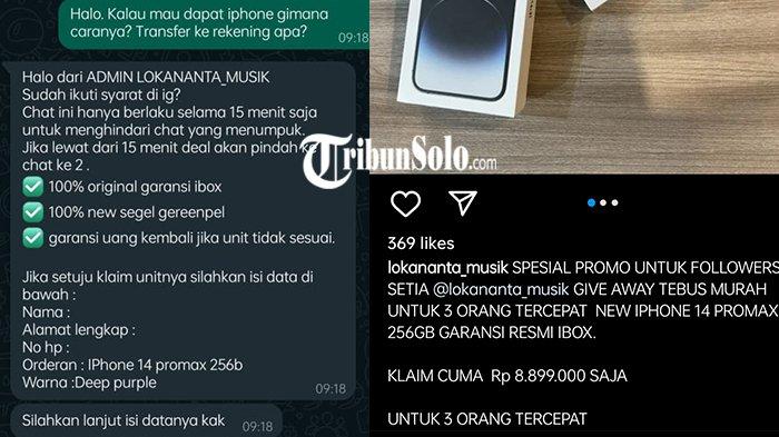 Modus Penipuan i-Phone Murah di Akun IG Lokananta yang Di-Hack : Transfer Dibatasi 15 Menit Saja