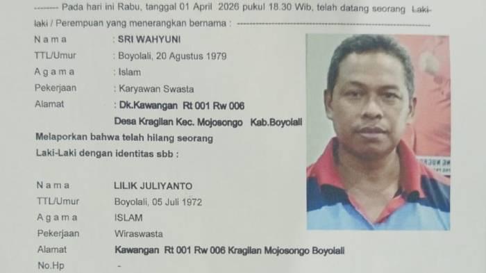 HILANG. Seorang pria tukang ojek pengkolan hilang, saat antar penumpang pada Selasa (31/3/2026). Keluarga lapor polisi.