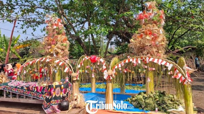 Warga membuat 2 jembul, yang didirikan di tengah