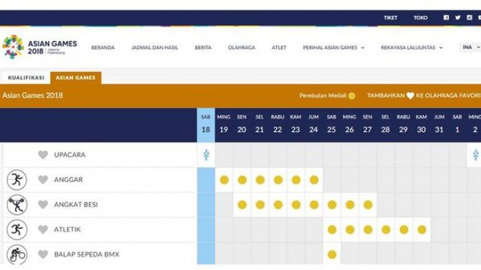 Asian Games 2018, Ini Jadwal Pertandingan Atlet Indonesia Sabtu Ini