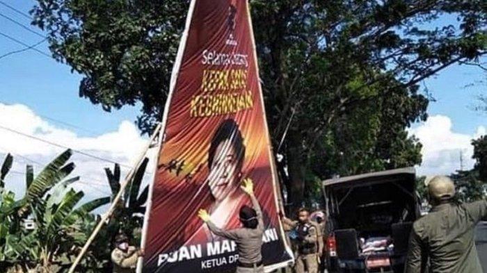 Beredar Foto Viral Satpol PP Sukoharjo Copoti Baliho Besar Puan Maharani, Begini Faktanya