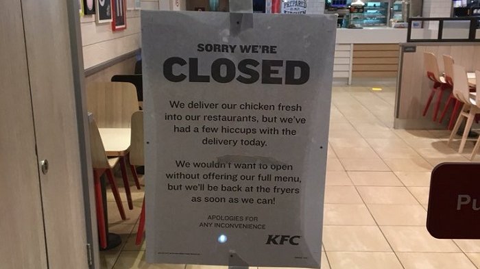 Restoran-restoran KFC di Inggris Tutup Gara-gara Kehabisan Stok Ayam