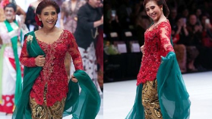 Menteri Susi Luwes di Atas Catwalk, Kain Batiknya Tersingkap Perlihatkan 'Tanda' Tersembunyi di Kaki