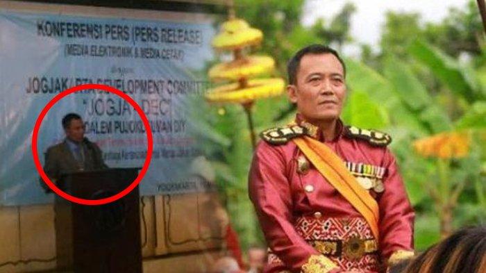 Totok Santoso Hadiningrat pada 2016 (kiri), dan pada tahun 2020 saat heboh mendirikan Kerajaan Agung Sejagat di Purworejo (kanan). 