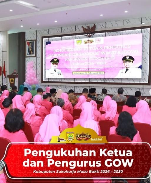 Kukuhkan Ketua dan Pengurus GOW Kabupaten Sukoharjo Masa Bakti 2026-2030