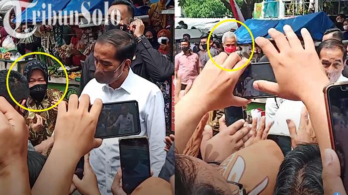 Ada Ganjar Pranowo & Risma saat Blusukan Jokowi di Pasar Mojosongo Solo, Kode Capres-Cawapres 2024?