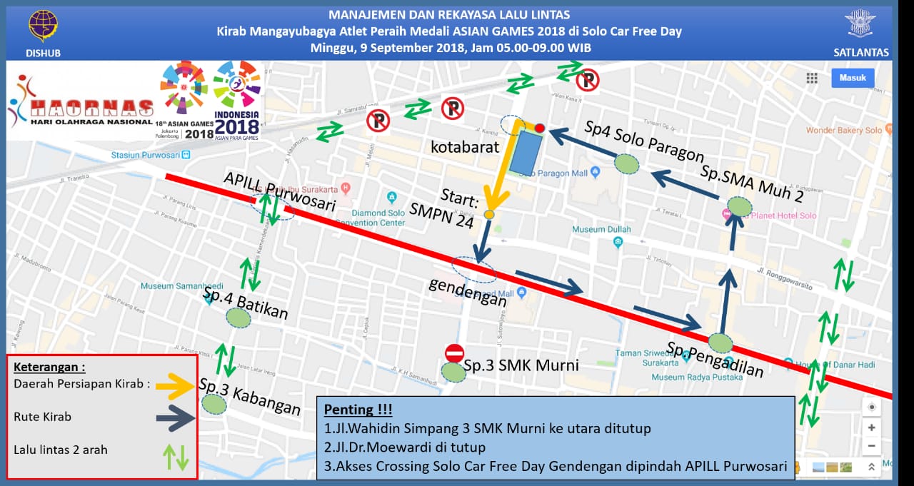 Kirab Atlet Asian Para Games 2018 di Solo Minggu Pagi, Begini Rekayasa Lalu Lintasnya