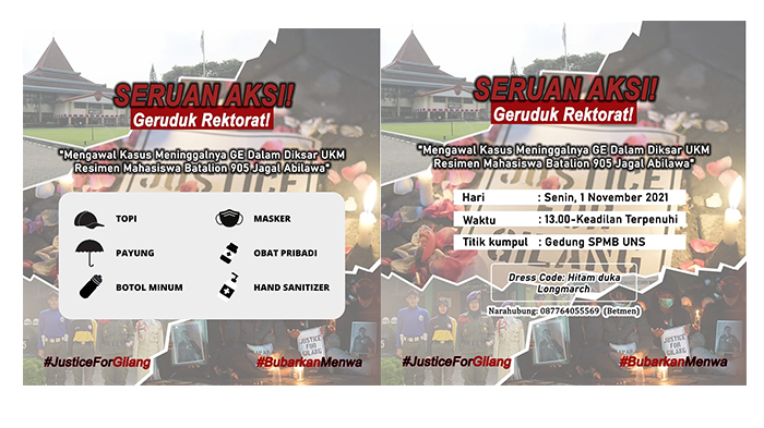 Mahasiswa UNS Gelar Aksi Hari ini: Minta Keadilan untuk GE, Sebut Kampus Langgar Kesepakatan