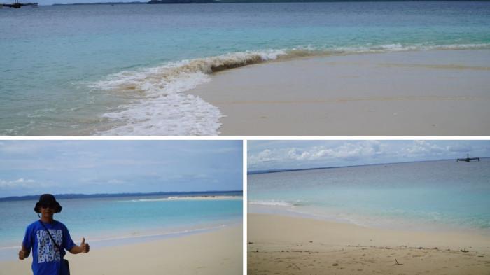 PULAU MATAN - Pasir putih dan laut jernih di Pulau Matan, Kabupaten Raja Ampat, Papua Barat Daya, Kamis (5/3/2026). Dengan luas hanya sekitar 5.000 meter persegi atau setengah hektare, Pulau Matan seolah menjadi halaman kecil surga yang terapung di lautan.