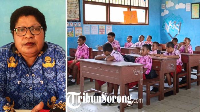 SPPG DISUSPEND - Kepala sekolah SD Negeri 15 Wermit, Teminabuan, Sorong Selatan Dolvina Naa mengatakan kondisi kehadiran siswa tidak stabil setelah program MBG dihentikan sementara. (Tribunsorong.com/astri)