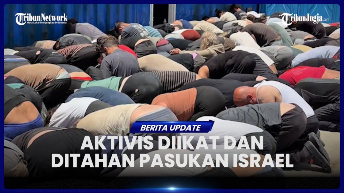 GLOBAL SUMUD FLOTILLA - Aktivis Global Sumud Flotilla yang ditangkap Israel diminta berlutut sambil tangan diikat