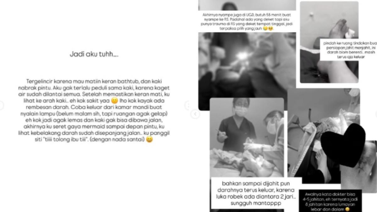 Kronologi Asmirandah jatuh dari kamar mandi, kaki terluka hingga darah tercecer di lantai. Sang suami, Jonas Rivanno kaget hingga berteriak.