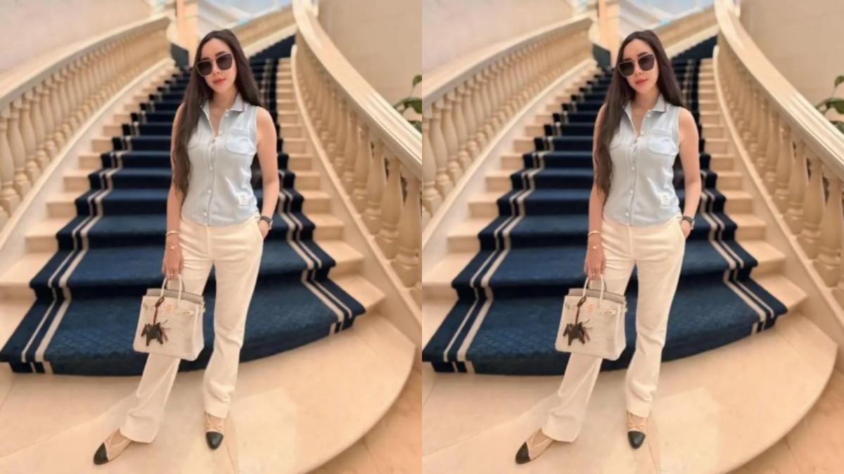 Aura Kasih tenteng Hermes Birkin Bag White Matte Alligator Leather harga Rp1,4 M