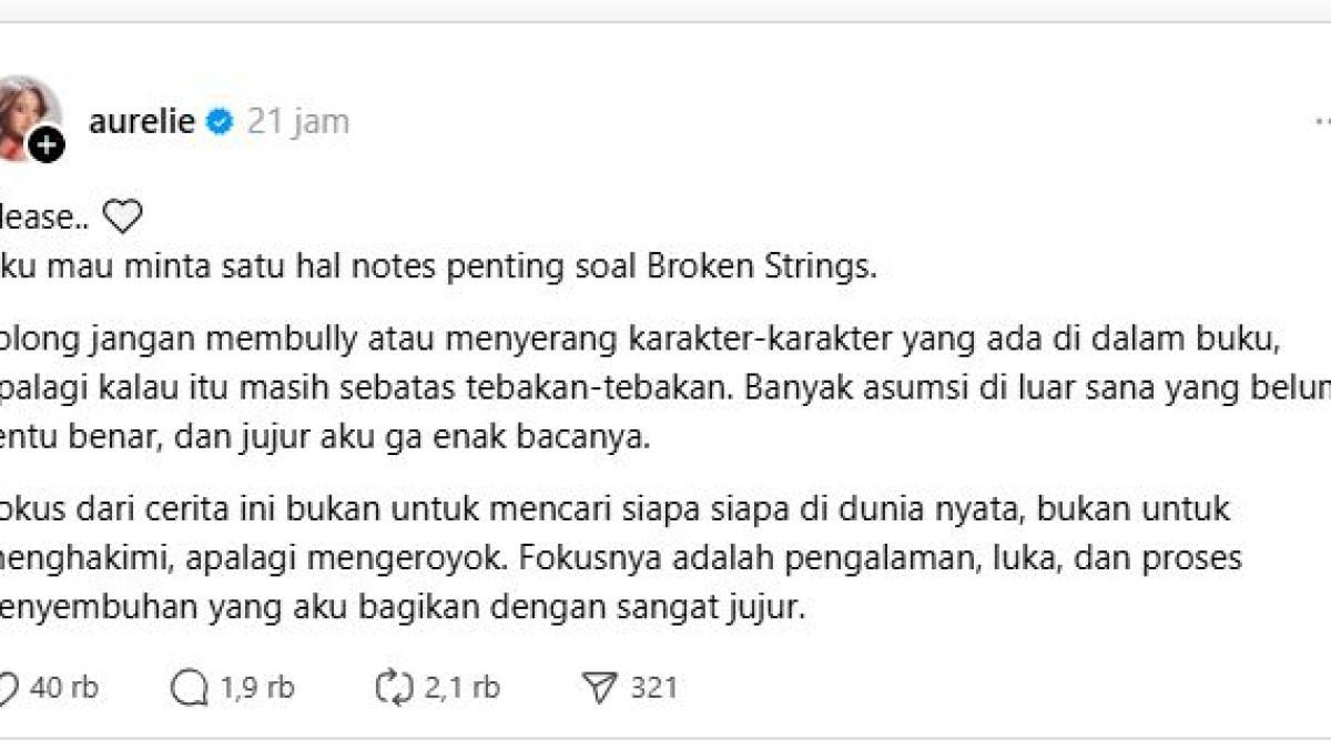 Aurelie Moeremans meminta masyarakat untuk menghentikan upaya pencarian identitas sosok asli, terlebih jika hanya berdasarkan asumsi yang belum tentu benar dan berujung pada perundungan.