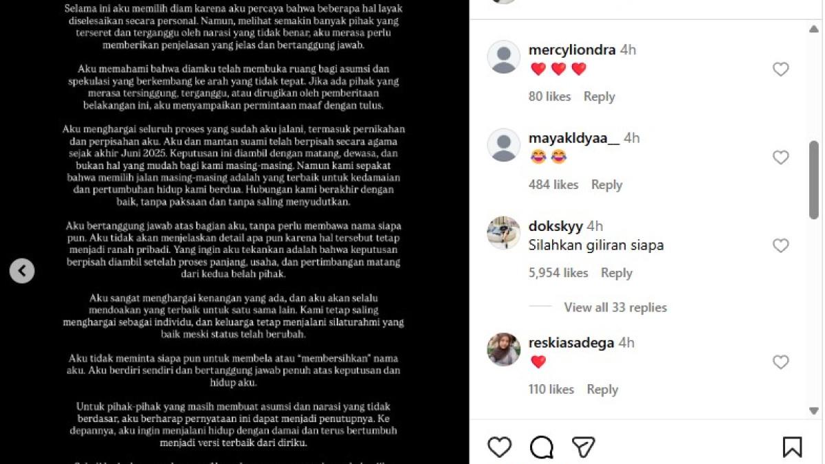 Azizah Salsha menegaskan bahwa rumah tangganya dengan Pratama Arhan sebenarnya telah berakhir sejak lama.