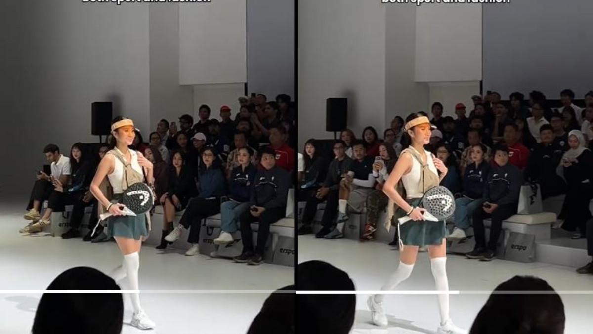 ADU GAYA - Saat aksinya di atas catwalk, gaya berjalan Azizah Salsha menjadi sorotan. Banyak yang menilai langkahnya belum seluwes model profesional.