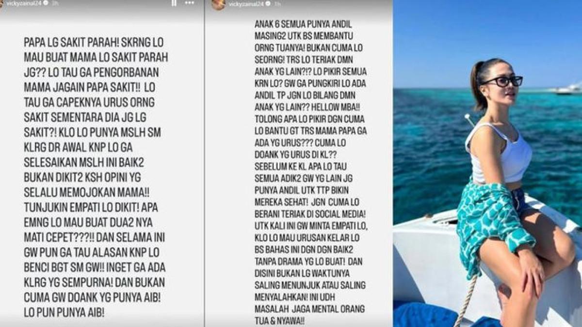 Bunga Zainal nangis dituding pelit, sang kakak, Vicky Zainal beri sindiran menohok di media sosial, bantah sang adik jadi ATM berjalan keluarga.