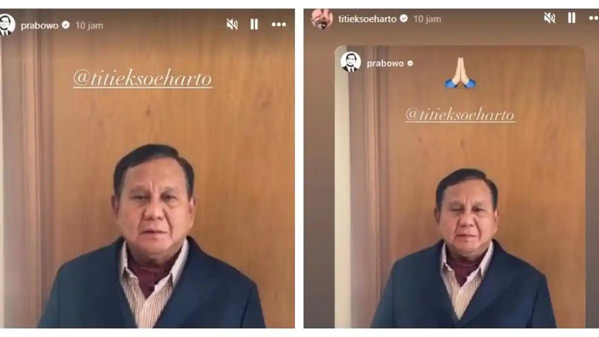 TITIEK SOEHARTO ULTAH - Capture unggahan Instagram Prabowo ucapkan selamat ulang tahun untuk Titiek Soeharto