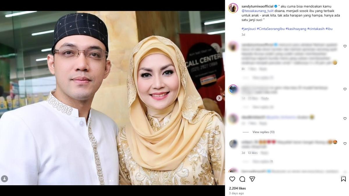 KABAR TESSA KAUNANG - Capture unggahan Sandy Tumiwa yang membuat Tessa Kaunang marah