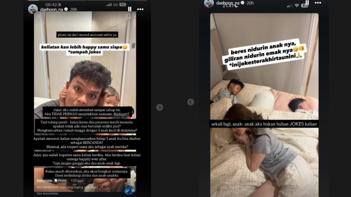 Terlihat Jule sedang tertidur di samping anak-anaknya, disertai candaan bernuansa sensual yang dianggap tidak pantas.