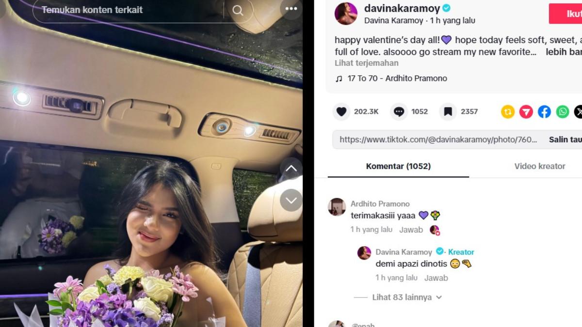 Davina Karamoy dan Ardhito Pramono saling berbalas komentar di TikTok