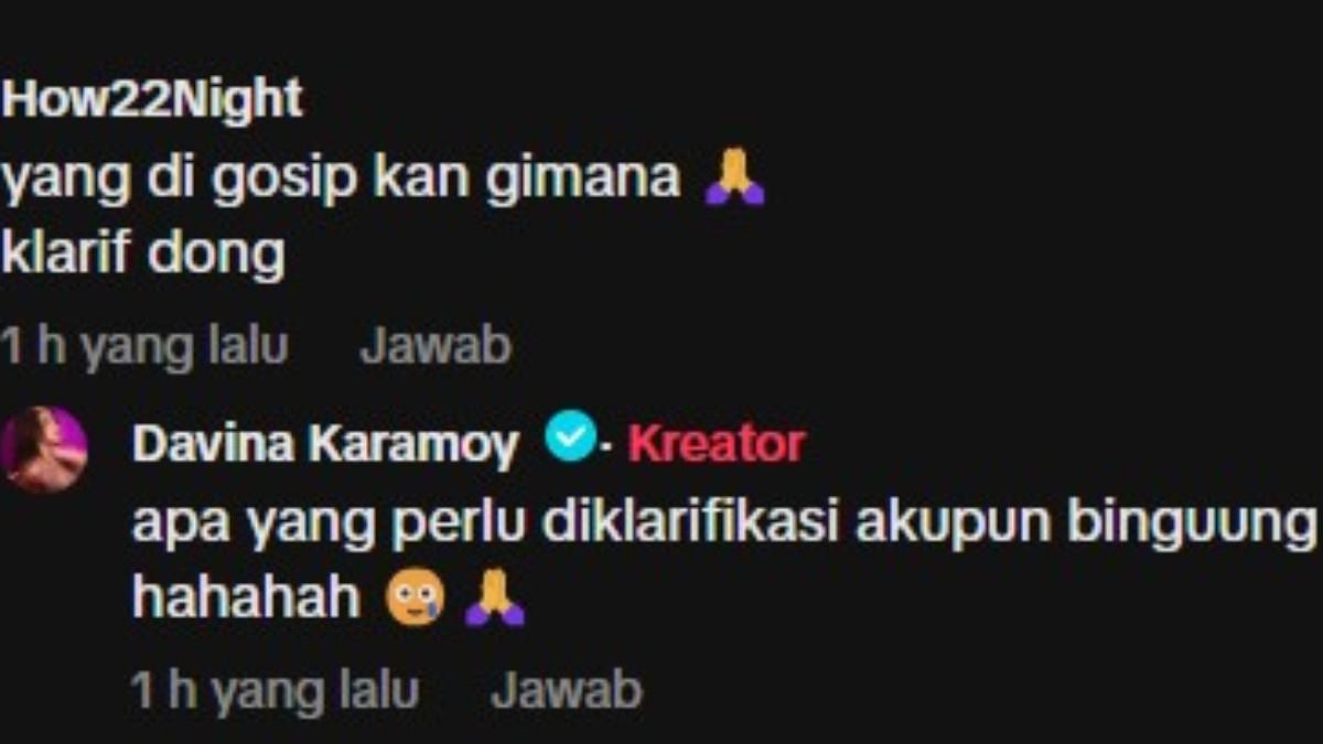 Davina Karamoy memberi sinyal bahwa ia tak menutup kemungkinan menempuh jalur hukum, terutama jika rumor yang beredar dinilainya sudah kelewat batas.