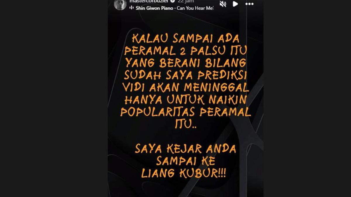 Deddy secara terbuka meluapkan kemarahan terhadap pihak yang mengaku telah meramalkan kematian Vidi.