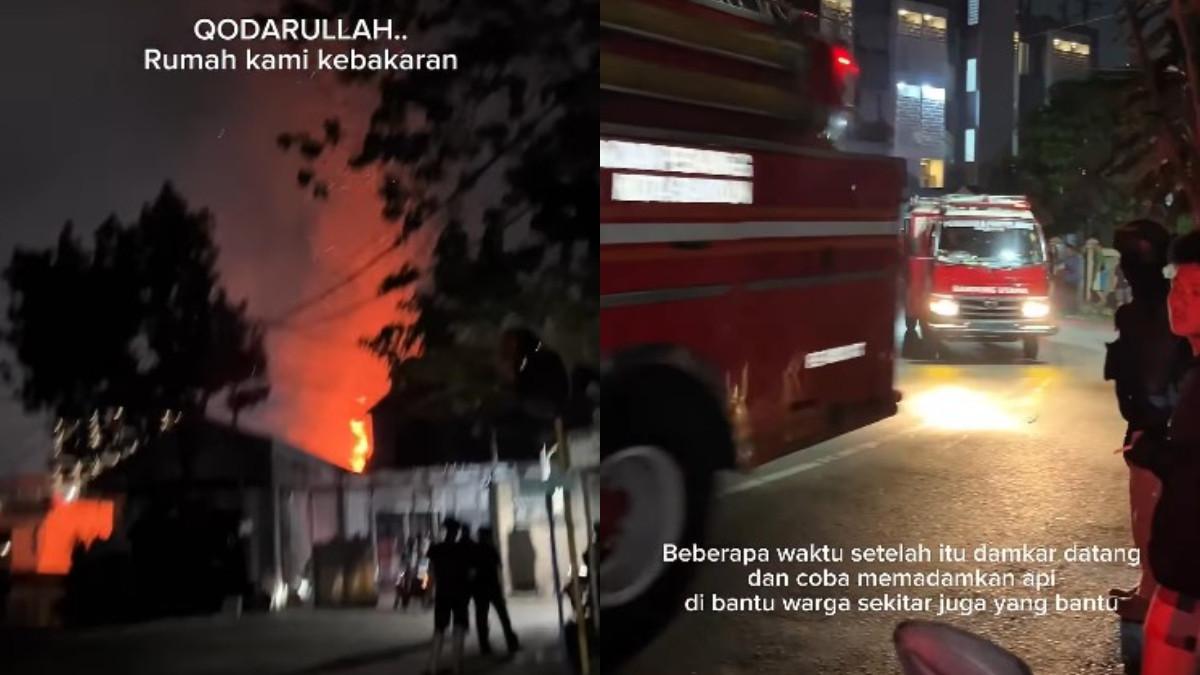 Detik-detik rumah Anisa Rahma kebakaran, sebagian bangunan sudah jadi debu.