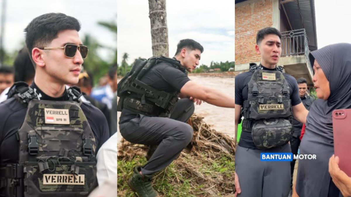 Gaya Verrell Bramasta saat turun langsung ke lokasi banjir Sumatera Barat jadi sorotan. Ia terlihat mengenakan rompi antipeluru yang jarang dipakai dalam aktivitas sosial biasa.