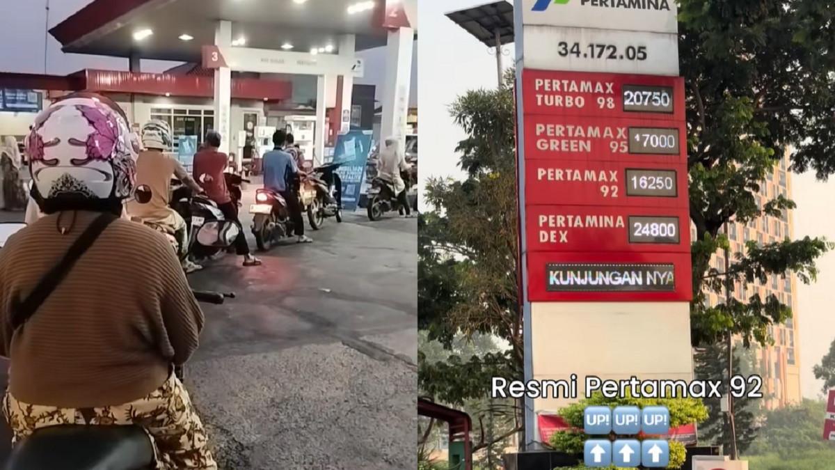 PERTAMAX NAIK HARGA - Ilustrasi antrean pembeli di bagian Pertalite gegara Pertamax naik harga