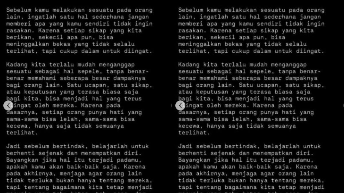 Indah membagikan kutipan dari Tauhidsud yang seolah menyentil tindakan Clara.